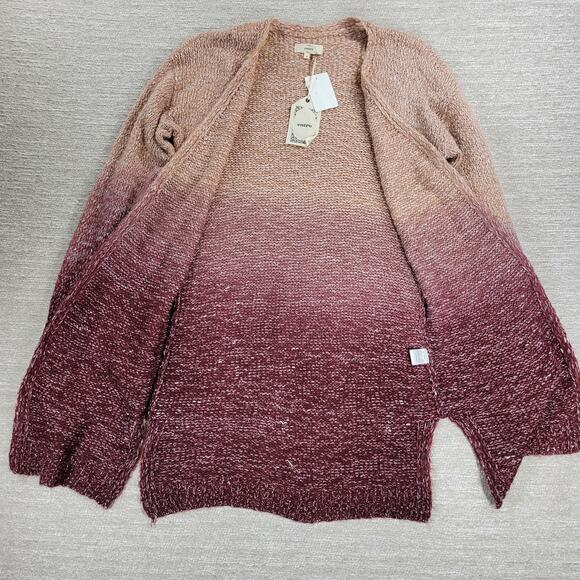 Entro Vilma Ombre Longline Open Cardigan Sweater Medium NWT Wine Blush Knit - Picture 12 of 16